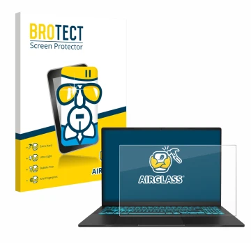 Face avant d’un emballage produit avec le logo de la marque BROTECT. À côté, l’appareil ASUS V16 V3607 est représenté avec la 