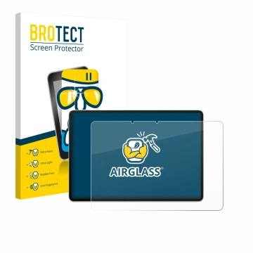 Face avant d’un emballage produit avec le logo de la marque BROTECT. À côté, l’appareil Huawei MatePad 11.5