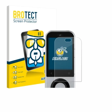 Face avant d’un emballage produit avec le logo de la marque BROTECT. À côté, l’appareil Sofabaton X2 est représenté avec la pr