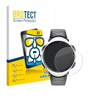 Face avant d’un emballage produit avec le logo de la marque BROTECT. À côté, l’appareil Suunto Regatta est représenté avec la 