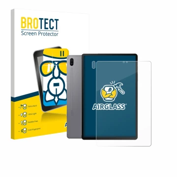 Face avant d’un emballage produit avec le logo de la marque BROTECT. À côté, l’appareil Samsung Galaxy Tab S6 2020 (Avant+Camé