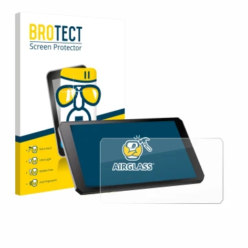 Face avant d’un emballage produit avec le logo de la marque BROTECT. À côté, l’appareil RiderNav R7M est représenté avec la pr