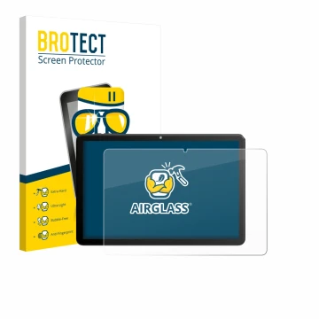 Face avant d’un emballage produit avec le logo de la marque BROTECT. À côté, l’appareil Rebecco Z50 10.1