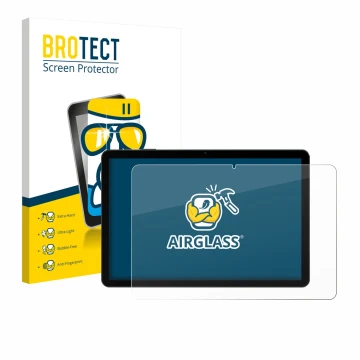 Face avant d’un emballage produit avec le logo de la marque BROTECT. À côté, l’appareil Doogee Tab G5 est représenté avec la p