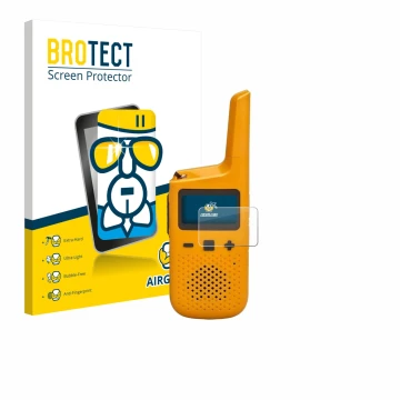 Face avant d’un emballage produit avec le logo de la marque BROTECT. À côté, l’appareil Motorola Talkabout T72 est représenté 