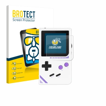 Face avant d’un emballage produit avec le logo de la marque BROTECT. À côté, l’appareil Modretro Chromatic est représenté avec