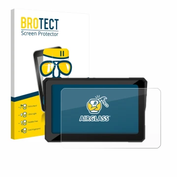 Face avant d’un emballage produit avec le logo de la marque BROTECT. À côté, l’appareil Carpuride W702 Plus 7