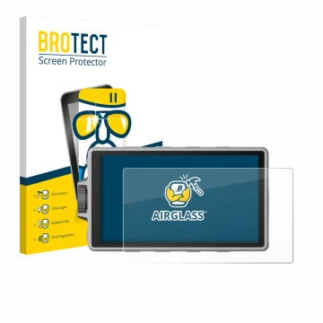 Face avant d’un emballage produit avec le logo de la marque BROTECT. À côté, l’appareil DJI Ronin 4D est représenté avec la pr