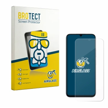 Face avant d’un emballage produit avec le logo de la marque BROTECT. À côté, l’appareil realme C100 4G est représenté avec la 