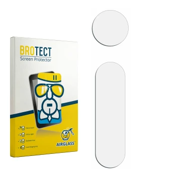 Face avant d’un emballage produit avec le logo de la marque BROTECT. À côté se trouve la protection d’écran correspondante.