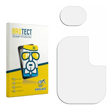 Face avant d’un emballage produit avec le logo de la marque BROTECT. À côté se trouve la protection d’écran correspondante.