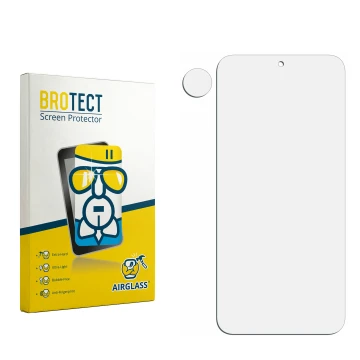 Face avant d’un emballage produit avec le logo de la marque BROTECT. À côté se trouve la protection d’écran correspondante.
