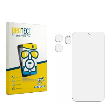 Face avant d’un emballage produit avec le logo de la marque BROTECT. À côté se trouve la protection d’écran correspondante.