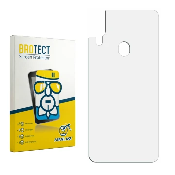 Face avant d’un emballage produit avec le logo de la marque BROTECT. À côté se trouve la protection d’écran correspondante.