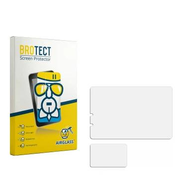 Face avant d’un emballage produit avec le logo de la marque BROTECT. À côté se trouve la protection d’écran correspondante.