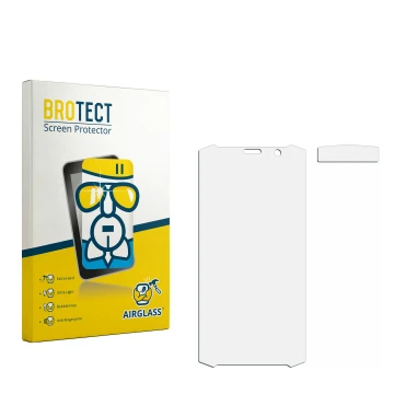 Face avant d’un emballage produit avec le logo de la marque BROTECT. À côté se trouve la protection d’écran correspondante.