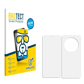 Face avant d’un emballage produit avec le logo de la marque BROTECT. À côté se trouve la protection d’écran correspondante.