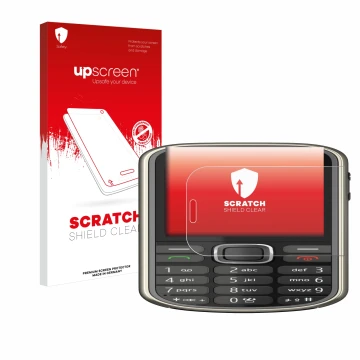Face avant d’un emballage produit avec le logo de la marque upscreen. À côté, l’appareil Nokia 3720 classic est représenté ave