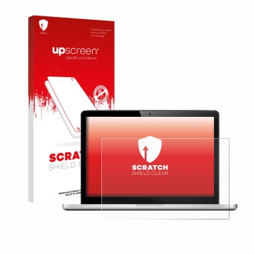 Face avant d’un emballage produit avec le logo de la marque upscreen. À côté, l’appareil est représenté avec la protection d’é