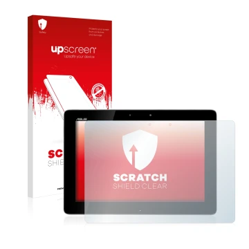 Face avant d’un emballage produit avec le logo de la marque upscreen. À côté, l’appareil ASUS Transformer Pad TF300T est repré