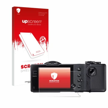 Face avant d’un emballage produit avec le logo de la marque upscreen. À côté, l’appareil Sigma dp2 Quattro est représenté avec