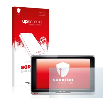 Face avant d’un emballage produit avec le logo de la marque upscreen. À côté, l’appareil Becker Professional 6 LMU est représe