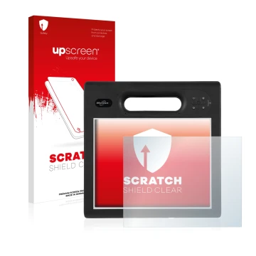 Face avant d’un emballage produit avec le logo de la marque upscreen. À côté, l’appareil Motion Computing F5t est représenté a