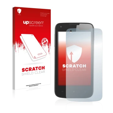 Face avant d’un emballage produit avec le logo de la marque upscreen. À côté, l’appareil Prestigio MultiPhone 8400 DUO PSP8400