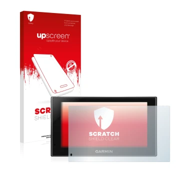 Face avant d’un emballage produit avec le logo de la marque upscreen. À côté, l’appareil Garmin nüvi 2699LMT-D est représenté 