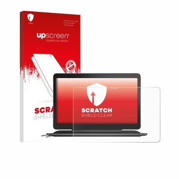 Face avant d’un emballage produit avec le logo de la marque upscreen. À côté, l’appareil Dell Latitude 13 7350 est représenté 