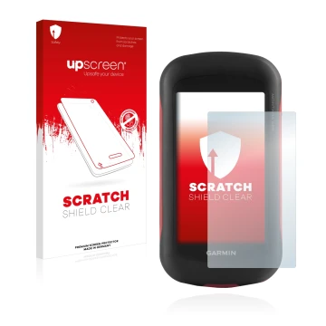 Face avant d’un emballage produit avec le logo de la marque upscreen. À côté, l’appareil Garmin Montana 680 est représenté ave