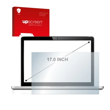 Face avant d’un emballage produit avec le logo de la marque upscreen. À côté, l’appareil est représenté avec la protection d’é