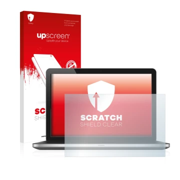 Face avant d’un emballage produit avec le logo de la marque upscreen. À côté, l’appareil est représenté avec la protection d’é