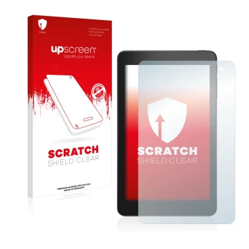 Face avant d’un emballage produit avec le logo de la marque upscreen. À côté, l’appareil Dell Venue 8 Pro 5855 est représenté 
