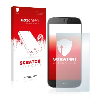 Face avant d’un emballage produit avec le logo de la marque upscreen. À côté, l’appareil Acer Liquid Jade Primo est représenté