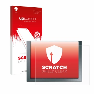 Face avant d’un emballage produit avec le logo de la marque upscreen. À côté, l’appareil Siemens Simatic HMI KTP 1200 Basic es