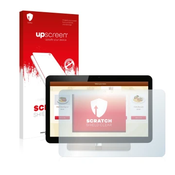 Face avant d’un emballage produit avec le logo de la marque upscreen. À côté, l’appareil Aopen eTILE 19M est représenté avec l