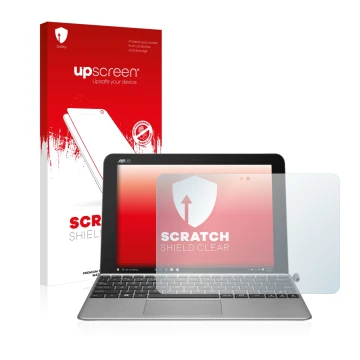 Face avant d’un emballage produit avec le logo de la marque upscreen. À côté, l’appareil ASUS Transformer Mini T102HA est repr