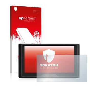 Face avant d’un emballage produit avec le logo de la marque upscreen. À côté, l’appareil Garmin Drive 61 LMT-S est représenté 