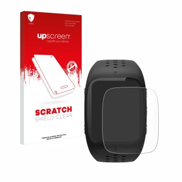 Face avant d’un emballage produit avec le logo de la marque upscreen. À côté, l’appareil Polar M430 est représenté avec la pro
