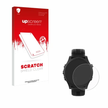Face avant d’un emballage produit avec le logo de la marque upscreen. À côté, l’appareil Garmin Forerunner 935 est représenté 
