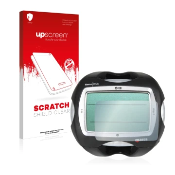 Face avant d’un emballage produit avec le logo de la marque upscreen. À côté, l’appareil Mares Nemo Wide 2 est représenté avec