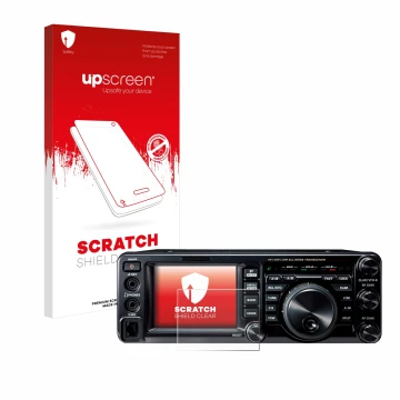 Face avant d’un emballage produit avec le logo de la marque upscreen. À côté, l’appareil Yaesu FT-991A est représenté avec la 