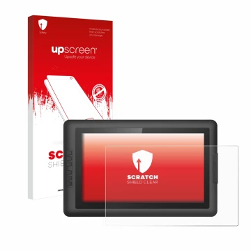 Face avant d’un emballage produit avec le logo de la marque upscreen. À côté, l’appareil XP-Pen Artist 15.6 est représenté ave
