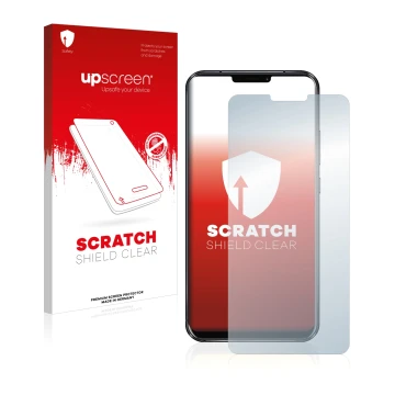 Face avant d’un emballage produit avec le logo de la marque upscreen. À côté, l’appareil ASUS ZenFone 5z ZS620KL est représent