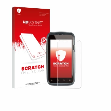 Face avant d’un emballage produit avec le logo de la marque upscreen. À côté, l’appareil Honeywell Dolphin CT60 est représenté