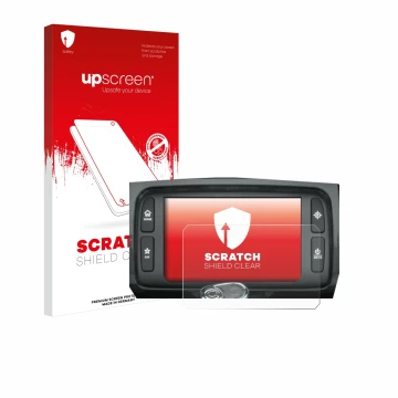 Face avant d’un emballage produit avec le logo de la marque upscreen. À côté, l’appareil Harley Davidson Boom Box 6.5 est repr