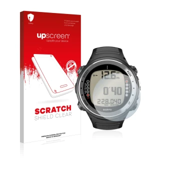 Face avant d’un emballage produit avec le logo de la marque upscreen. À côté, l’appareil Suunto D4I est représenté avec la pro