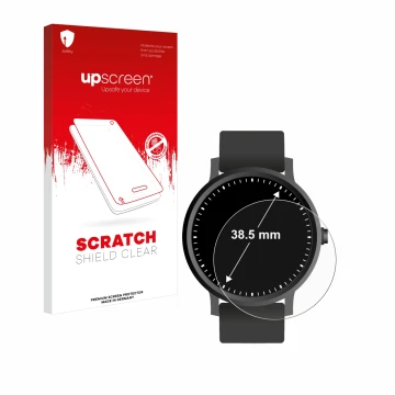 Face avant d’un emballage produit avec le logo de la marque upscreen. À côté, l’appareil Montres (Circulaire, ø: 38.5 mm) est 