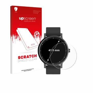 Face avant d’un emballage produit avec le logo de la marque upscreen. À côté, l’appareil Montres (Circulaire, ø: 41.5 mm) est 